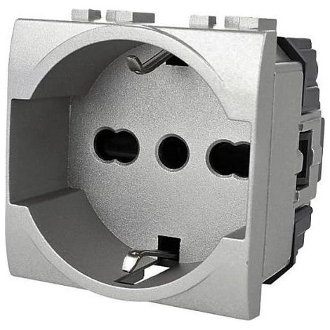 TOT Elettric T1 814 Presa Schuko Bosch 16A 250V Compatibile Living Silver Tech (1/2)
