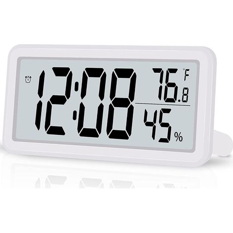 Sveglia digitale orologio elettronico LCD bianca batterie