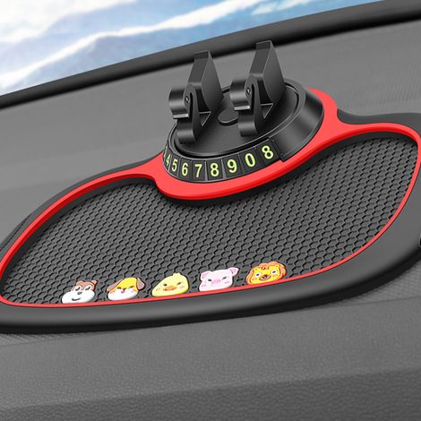 Support téléphone voiture sur tapis antidérapant rotatif 360° multifonction PVC ABS résine 19x24cm et 8.5x8.5x4cm pour clés portable pièces et lunettes modèle cartoon (1/4)