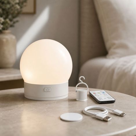 Ampoule LED RGB E27 Rechargeable 1800mAh, Variateur Lumière Blanche & Colorée, Aimantée avec Télécommande, Idéal Ambiance (1/4)