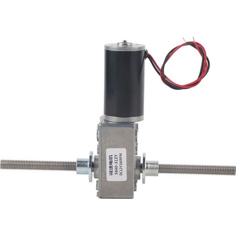 Schneckengetriebemotor, rechts- und linksgewindete Welle, koaxial, M8-Gewinde, Drehzahluntersetzung 1280, Motor mit Flansch, Untersetzungsverhältnis 50 (1/5)