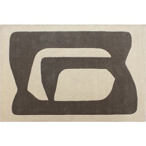 Tapis tufté 100% laine motifs abstraits - 160 x 230 cm - Gris et blanc - 2400g/m² - AVOLTO (1/2)