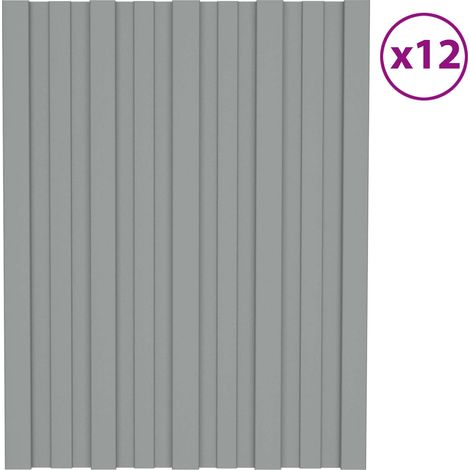 Panneau de toiture 12 pcs Gris 60 x 45 cm Acier galvanisé (1/5)