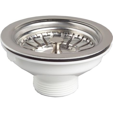 Wirquin – Bonde évier 90 mm avec panier – Filetage GZ 1 1/2" (6/4") – Trou de 90 mm pour éviers de cuisine – Joints inclus (1/6)