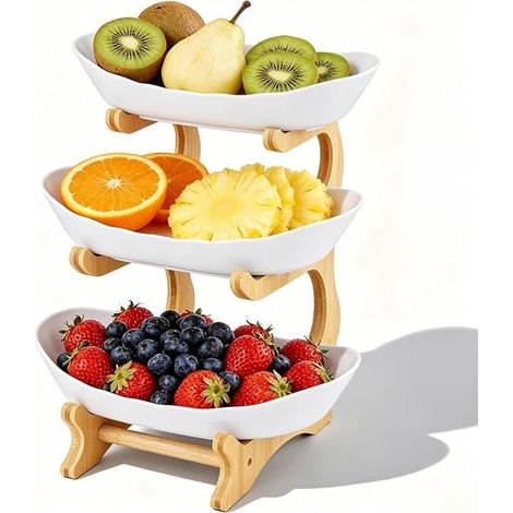Tier Fruit Stand Bamboo Fruit Basket (1/4)