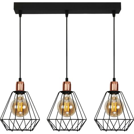 Lámpara de techo colgante estilo loft industrial, color negro, Taris 14-502