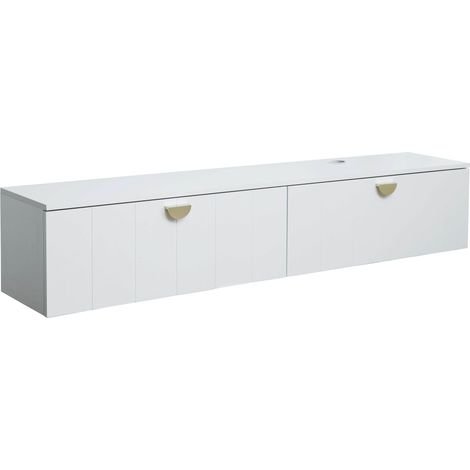 Meuble TV suspendu 160 cm moderne blanc