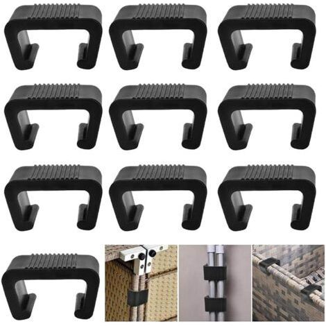 Lot de 10 raccords de meubles de jardin en polyrotin extra solides - Clips pour meubles de jardin - En polyrotin-5.25cm (1/5)