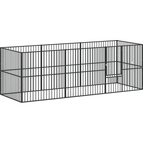 Maison Exclusive - Box per Cani 8 Pannelli Nero Acciaio Zincato