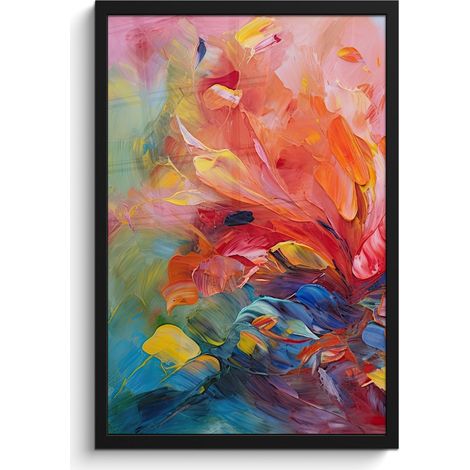 AFFICHE ENCADRÉE Peinture à l'huile - Art - Abstrait - Coloré Cadre Décoration Murale 40x60 (1/5)