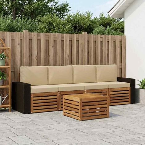 vidaXL Outdoor-Sofagarnitur 5 pcs Natur und Beige Massivholz Akazie (1/5)