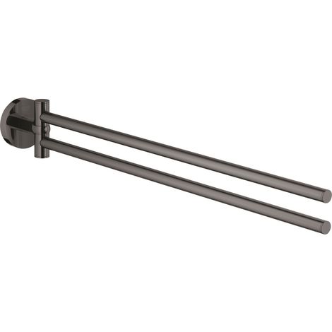 Grohe Essentials Portasciugamani in metallo con 2 bracci girevoli, Grafite dura (40371A01)