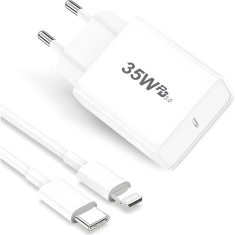 Chargeur USB C,Chargeurs Rapide Phone 35W with 2M Cable Prise Mural Secteur Adaptateur Alimentation PD 3.0 pour 14 13 12 11 XS Pro Max SE (1/5)