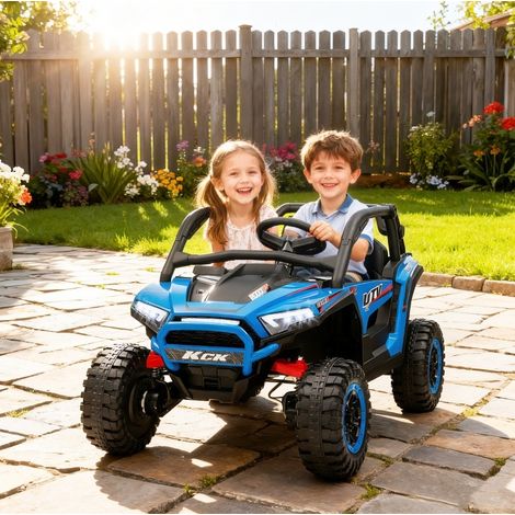 Voiture électrique enfant UTV 24V bleue 2 places, télécommande, musique et lumières FloraGrace (1/5)