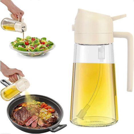 JANMIR-Bouteille distributrice d'huile 2 en 1 de 470 ml avec vaporisateur intégré pour la cuisson, la cuisine, les salades, les grillades et la friture. (1/5)