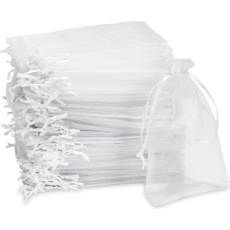 Organzabeutel, Organza-Geschenktüte, Schmuckbeutel, Hochzeitstasche, Lavendelsäckchen (10 x 15 cm, weiß)