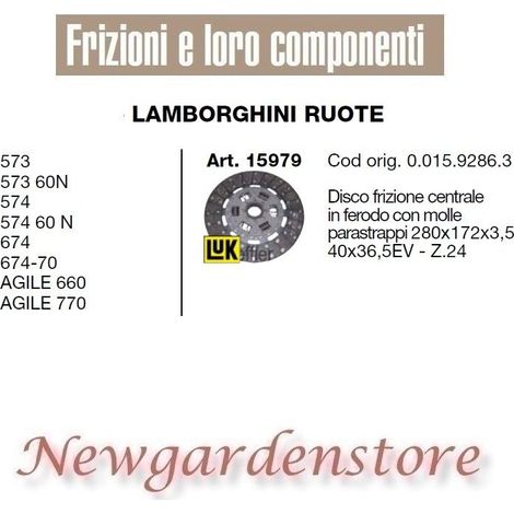 Disco frizione trattore 15979 LAMBORGHINI 573 574 674 AGILE 660 770 280x172x3,5
