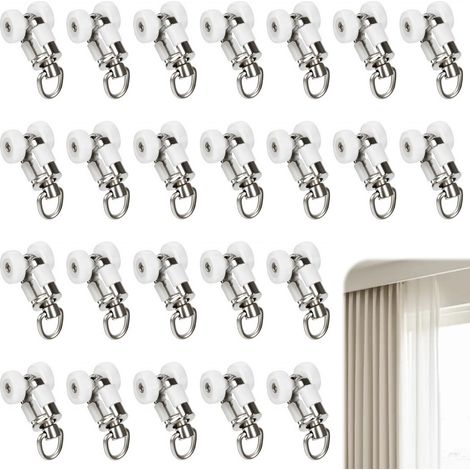 24 Pièces Rouleaux pour Rail de Rideau, Roulette Rideau Pergola, Poulie (1/5)