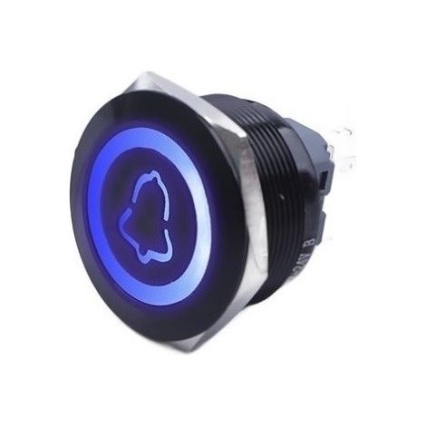 Botón de timbre 30x35MM LED azul monoestable negro antivandálico 250V 5A (1/5)