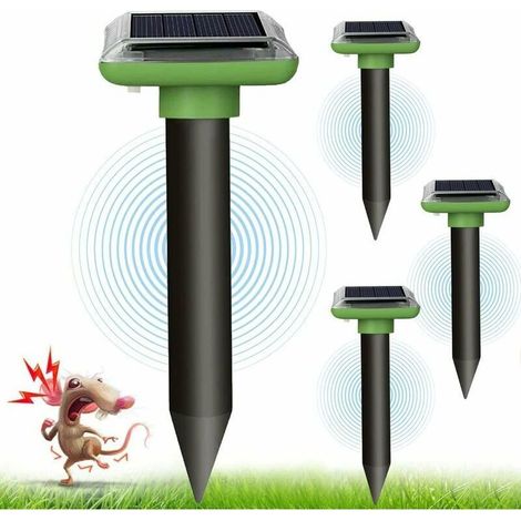 Maulwurfabwehrmittel, Solar-Maulwurfabwehrmittel, Ultraschall-Schlangenabwehrmittel (4 Stück), Ultraschall-Abwehrmittel gegen Maulwürfe, Taschenratten, für Maulwürfe, Schlangen, Wühlmäuse, Taschenratt (1/5)