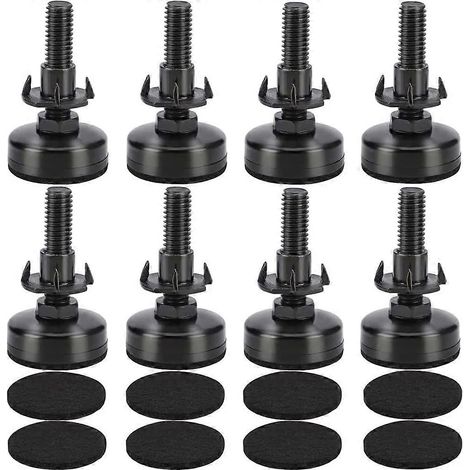 Jeu de 8 pieds réglables M10 pour redresseurs de meubles, vis de réglage, pieds réglables avec écrou à sertir pour pieds de meubles en bois (1/5)