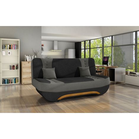 Klick-klack-Sofa Schlafsofa KANDY in Stoff Alova Schwarz-Grau