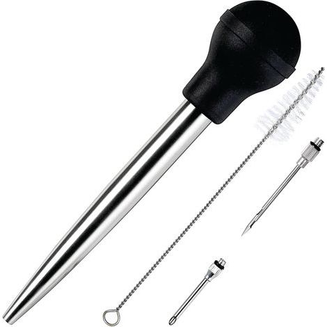 Poire à jus en Acier Inoxydable et Caoutchouc de qualité Alimentaire avec injecteur de Marinade et Brosse pour Nettoyage Facile (1/5)