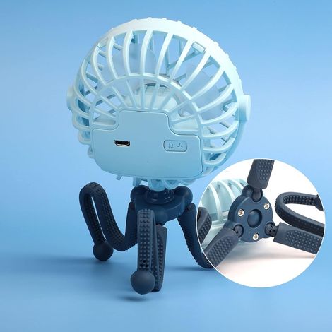 Ventilateur pour poussette à piles. Ventilateur sur pied flexible à 3 vitesses et poignée pivotante. (1/4)