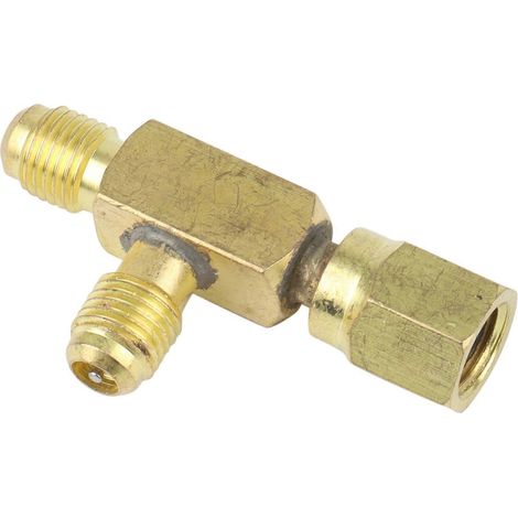 Adaptateur en T en laiton, convertisseur, connecteur pivotant SAE évasé mâle et femelle 1/4 pouce pour climatisation automobile (1/5)