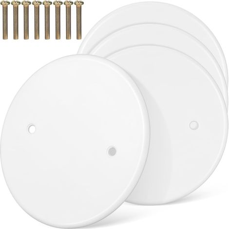 Lot De 4 Cache Trou Plafond Rond Plaques De Recouvrement Pour Boîte Électrique Couvercle Plat En Plastique Installation Facile Pour Maison Et Bureau (1/5)