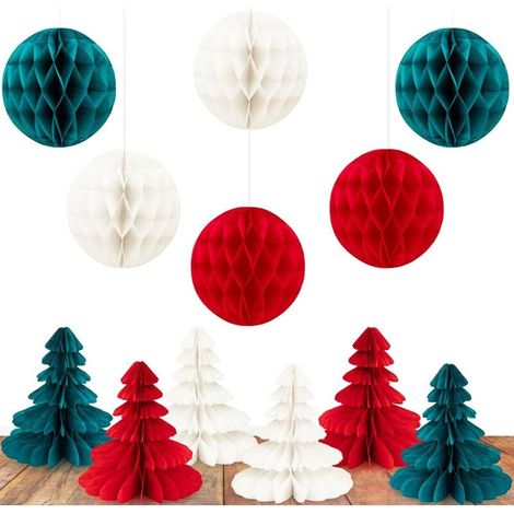 Bardusch-12 ornements papier 3D stéréoscopiques, décoration hiver suspendue sapin Noël (1/4)