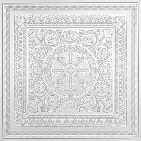 Lot de 12 dalles de plafond à coller En plastique blanc (1/5)