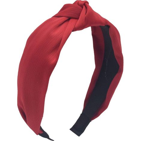 1 bandeau noué en satin avec large bande pour femme, couleur unie, rouge (1/5)