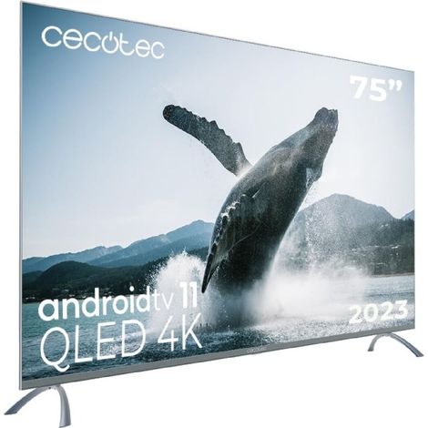 Cecotec QLED TV 75" Smart TV V3+ Series VQU30075+S, 4K UHD, Android Tv11, Frameless, Assistant de Voice Google et Chromecast, Dolby Vision & Atmos, HDR10, HBBTV, 2023. (1/5)