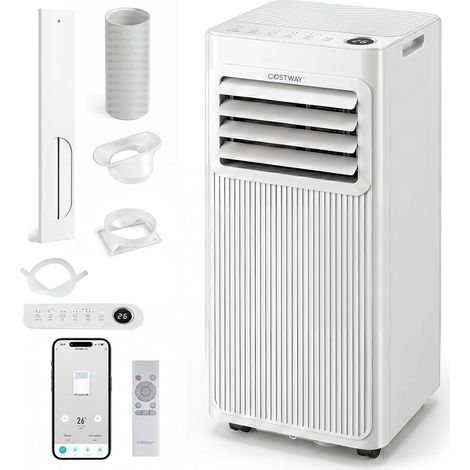 Costway – Climatiseur mobile 7000 BTU – Refroidissement jusqu'à 32,5 m² – Déshumidificateur et ventilateur – Mode sommeil silencieux – Minuterie 24h (1/5)