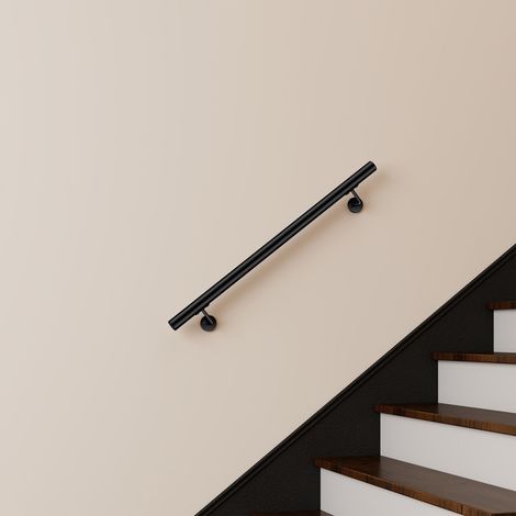 Main courante inox 304 pour intérieur et extérieur -couleur noir- en 100cm- Fixation murale incluse