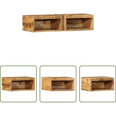 vidaXL Meuble suspendu - Meubles TV muraux 2 pcs bois de manguier massif brut (1/5)