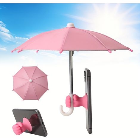 Support de téléphone portable, support de parapluie - Support de téléphone mini réglable à ventouse en forme de poing, avec fonction protection UV et parasol, adapté aux smartphones et tablettes (1/4)