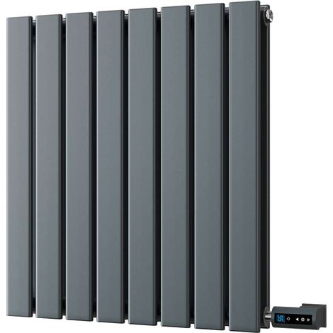 Typhoon - Anthracite Horizontal Electric Radiator H600mm x W544mm Double Panel 500w Thermostatic WIFI - Feet Included (1/2)