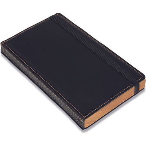 Porte addition LUXE avec socle en bois massif - Couverture cuir et fermeture élastique - Couleur Noire - Securit (1/4)