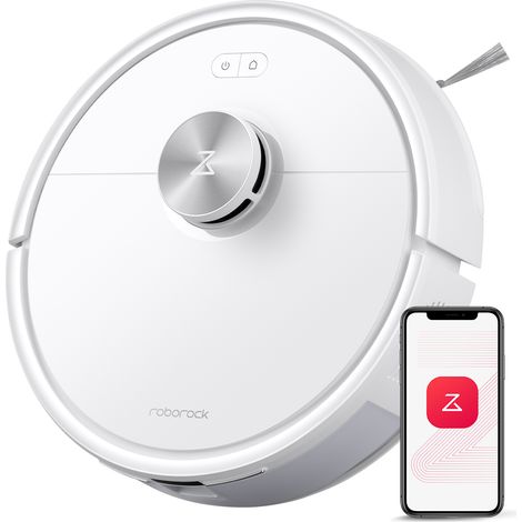 Roborock Q7 M5 Robot Aspirador y Fregasuelos 2 en 1 de 10000 Pa, Robot Vacuum con Doble Sistema Antienredos, Navegación PreciSense LiDAR, Controlado por App y Comando por Voz, Blanco