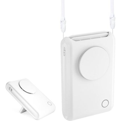 Ventilatore a clip con cordino，ventilatore ricaricabile tramite USB a 3 velocità，regolabile per ufficio，campeggio e viaggi (bianco) (1/5)