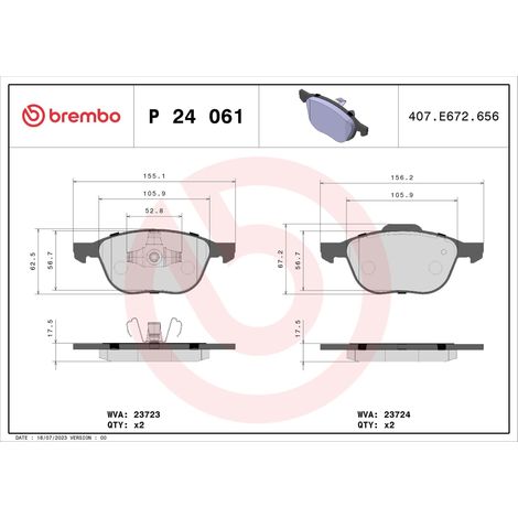 PLAQUETTES DE FREIN AVANT BREMBO P24061