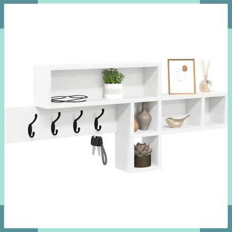 Porte-manteau mural - 874411 - Blanc - Bois d'ingénierie - 5 étagères (1/5)