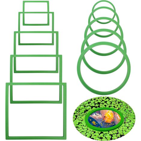 10 anillos flotantes para plantas de acuario, redondos y cuadrados, para alimentación de peces, 5 tamaños. (1/5)