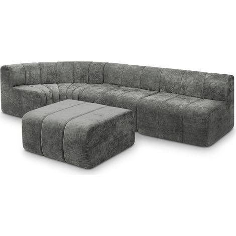 Modulares Ecksofa mit 4 Sitzen aus grauem Chenille (1/5)