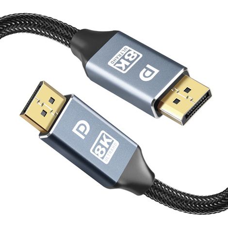 Cavo Alogy 2x Display Port DP 1.4 8K 30AWG per TV e PC, 2 m (1/4)
