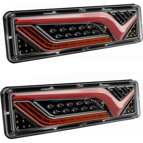 Feu arrière LED 12V-24V pour camion – Lot de 2 – Étanche – Feu de stop, feu de recul, clignotant – Matériau ABS + PC (1/5)