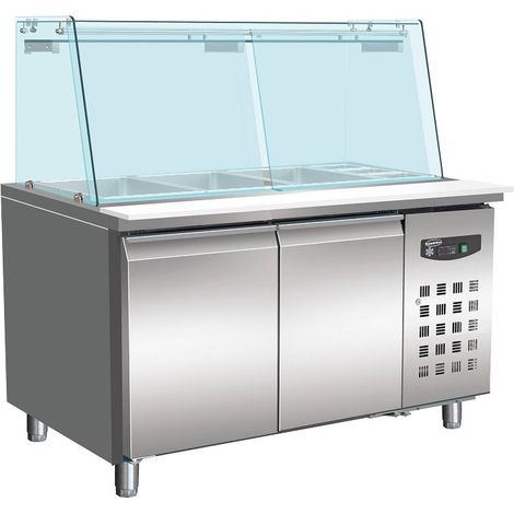 Saladette Réfrigérée avec 2 Portes et Vitrine 4 Bacs GN 1/1 - Combisteel
