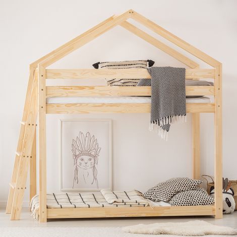Lit cabane superposé 70x140 sommier inclus Gaëlle Bois